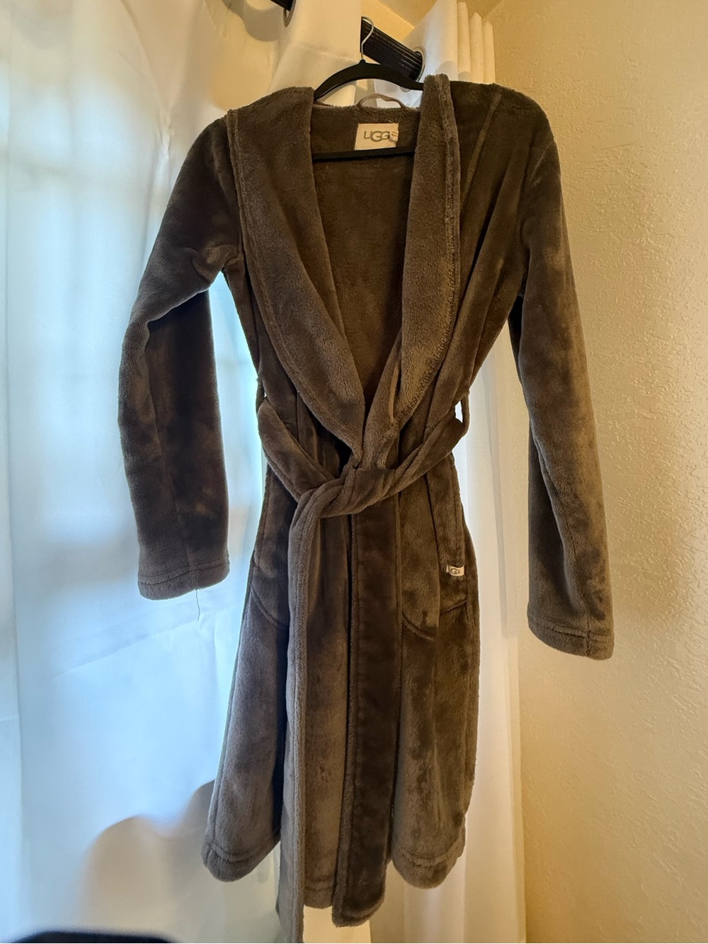 UGG Women's Dark Grey Plush Robe with Belt